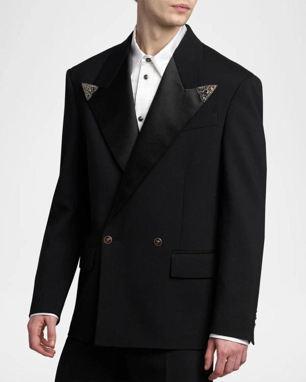 Versace Black Apos;S Embellished Stretch Wool Evening Jacket for men