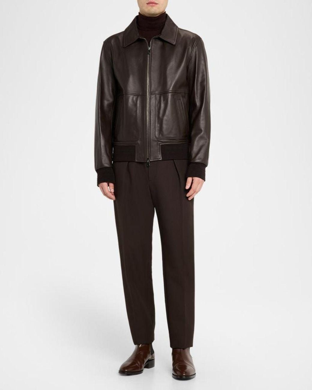Isaia Gray Apos;S Lambskin Leather Jacket for men