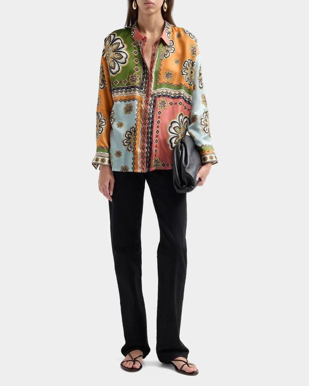 Johnny Was White The Audrey Patchwork Button-Front Shirt