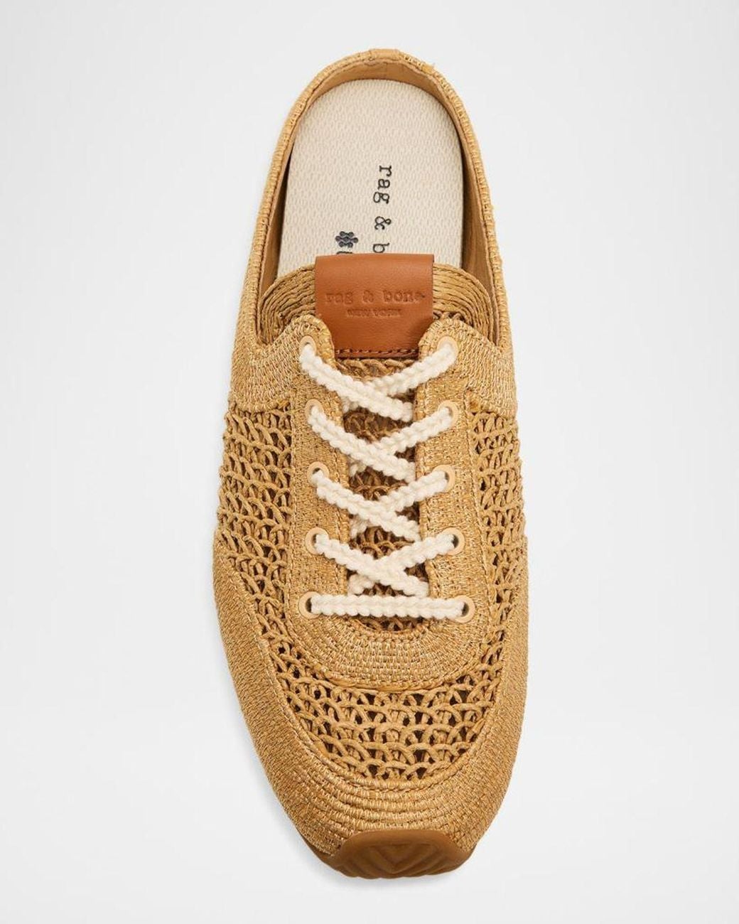 Rag & Bone White Retro Runner Raffia Sneaker Mules