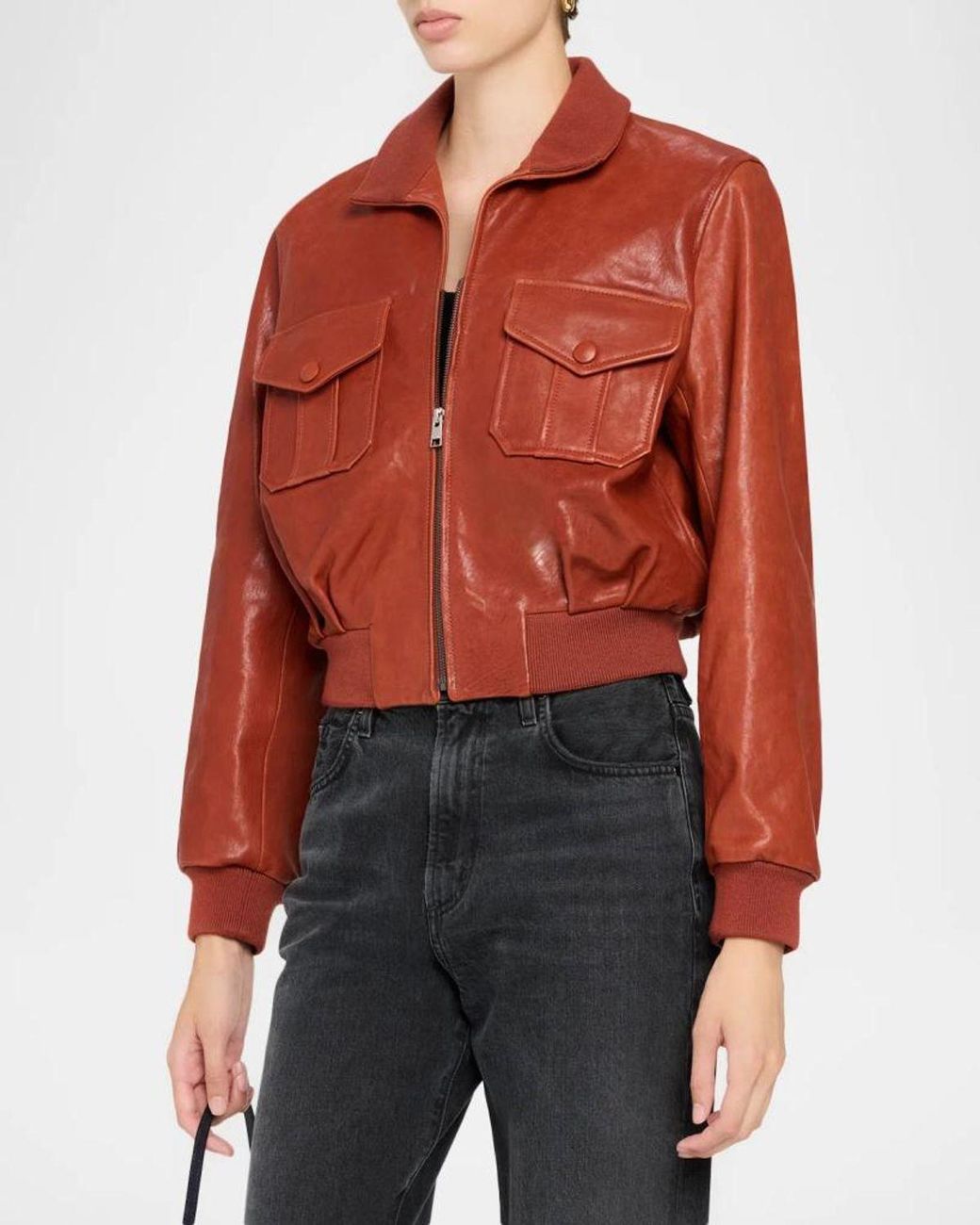 FRAME Red The Ace Leather Jacket