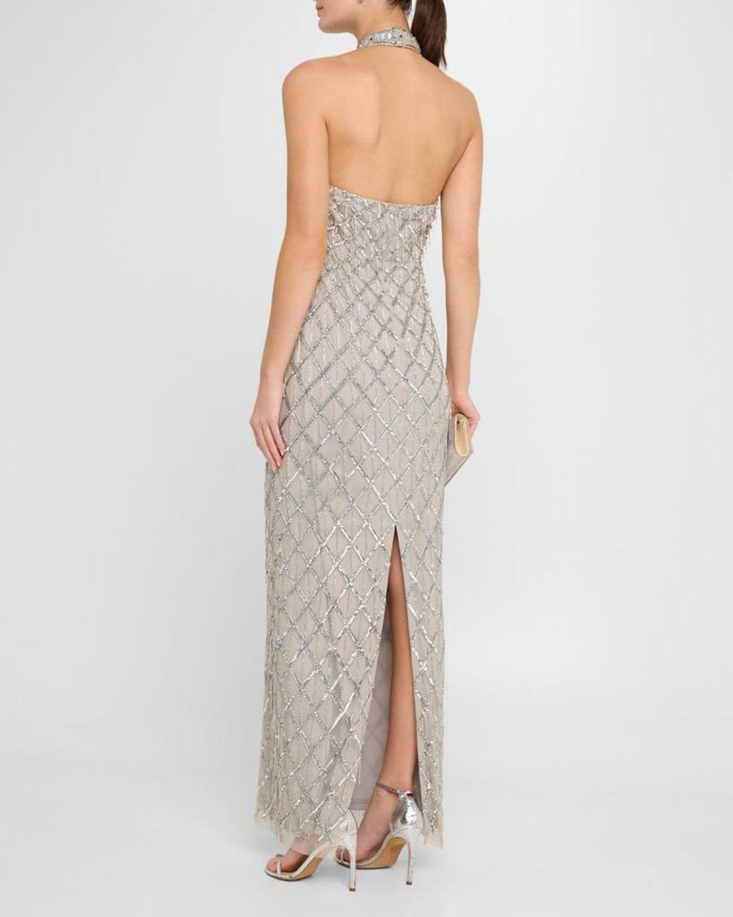 aidan by aidan mattox beaded halter swing dress Column Gown in White delicate hem sets & dresses 80s Vintage Velvet Prom Belt Size (refer to sizing instructions below):30