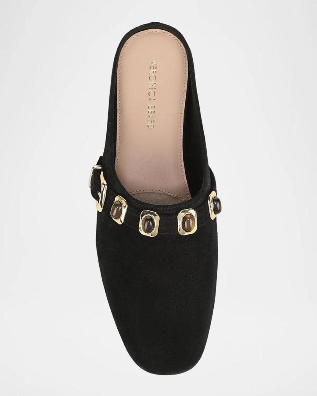 Veronica Beard Black Narcisa Cabochon Suede Mules