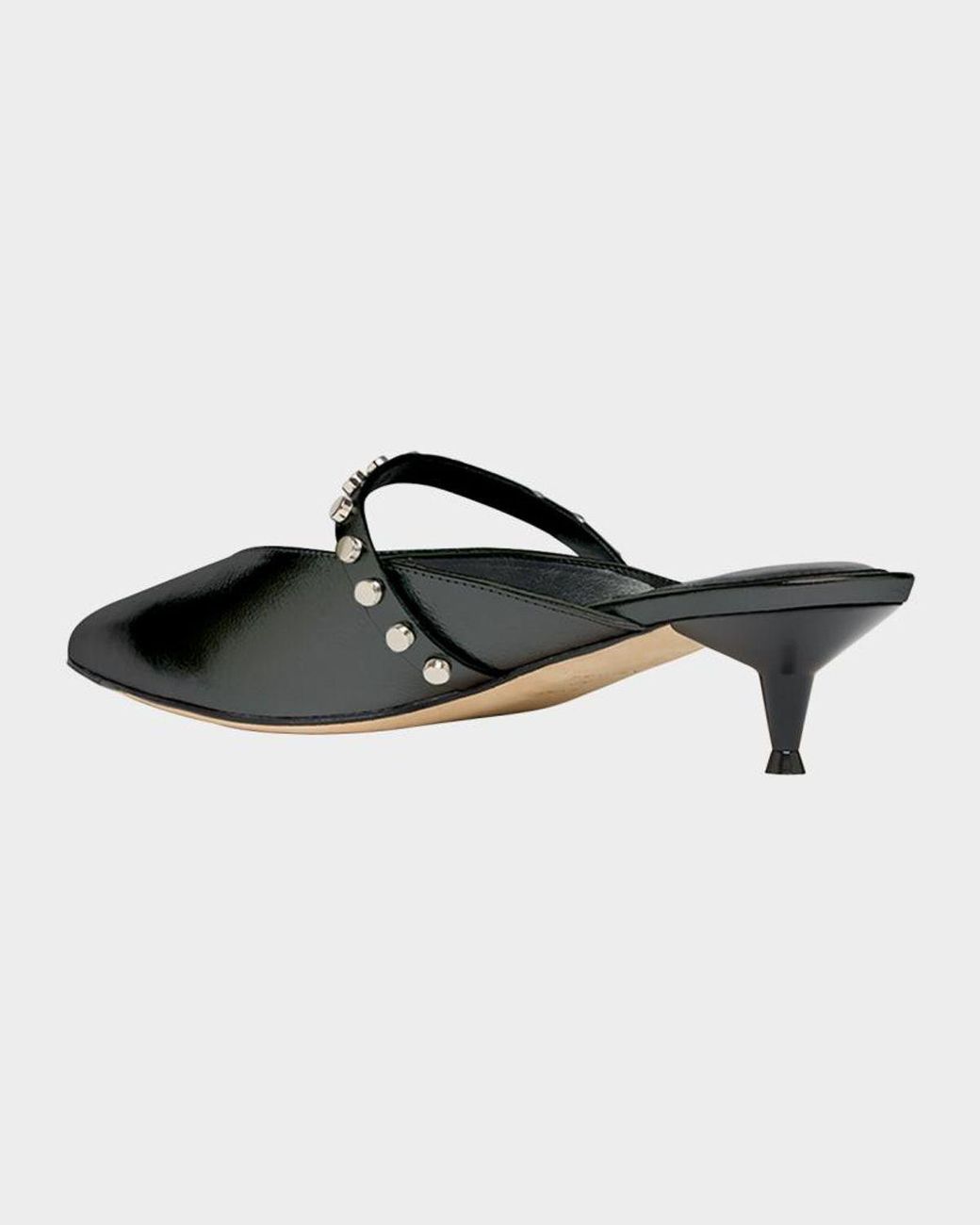 McQueen Black Studded Strap Mules