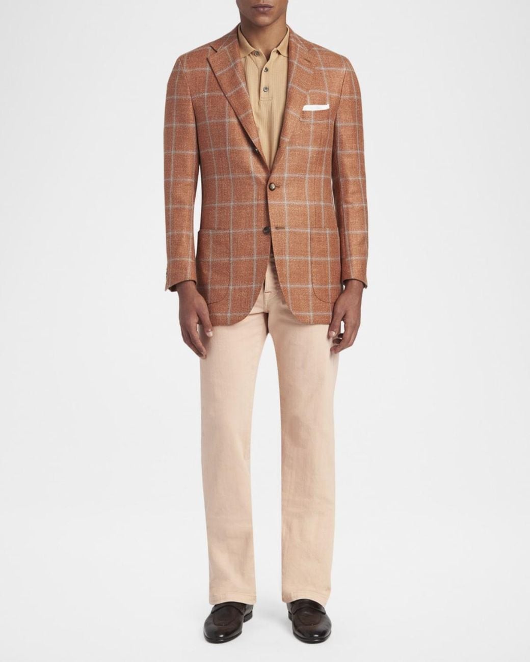 Kiton Brown Apos;S Windowpane Check Cashmere-Blend Blazer for men