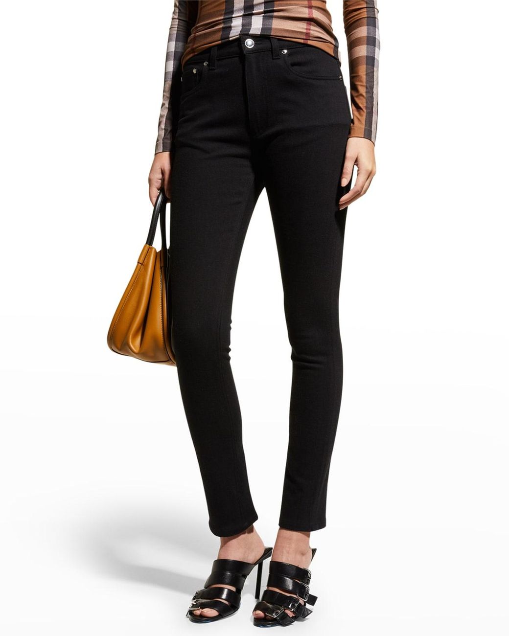 Burberry Felicity High-rise Skinny Denim Jeans in Black | Lyst