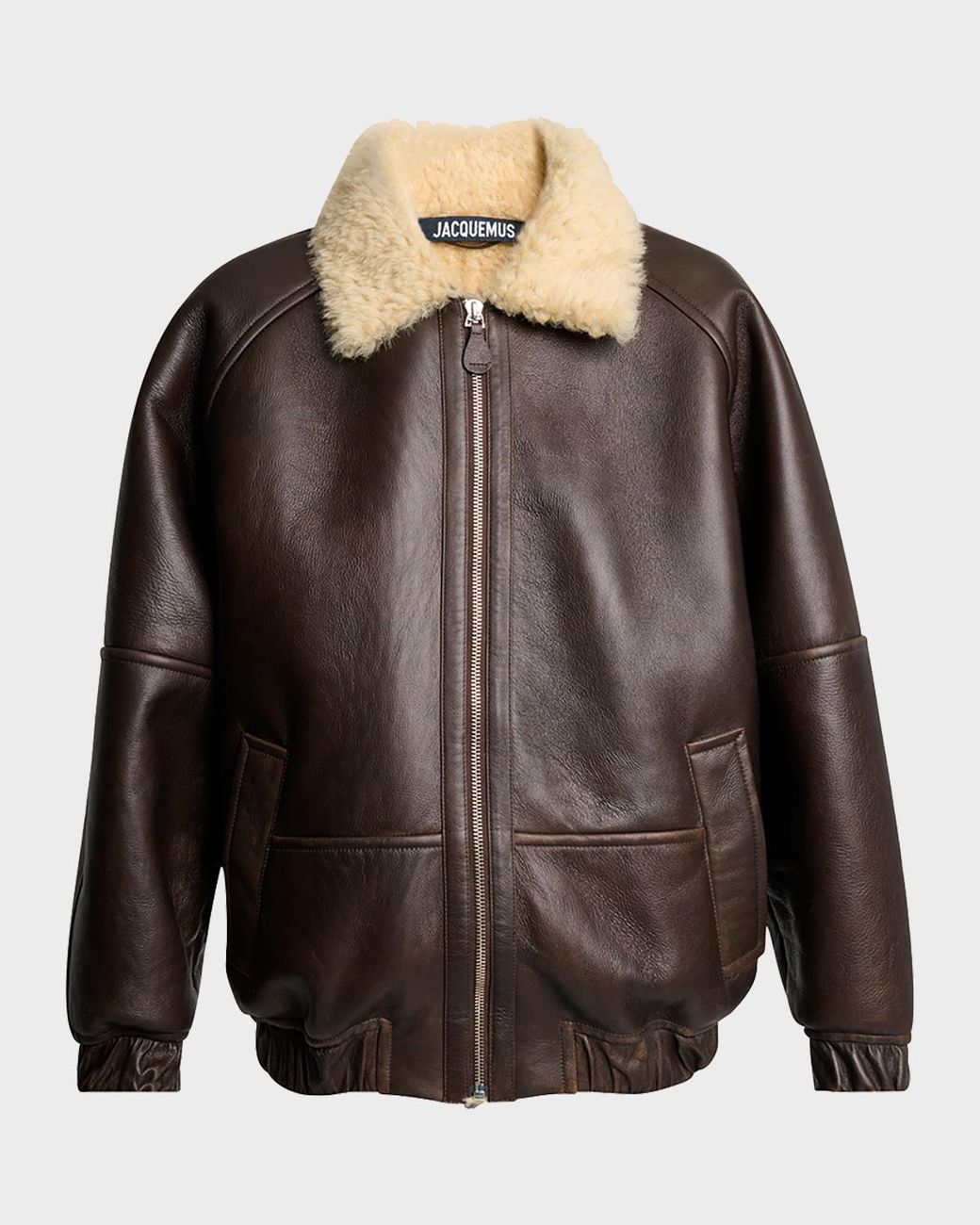 Jacquemus Black Apos;S Leather And Shearling Bomber Jacket for men
