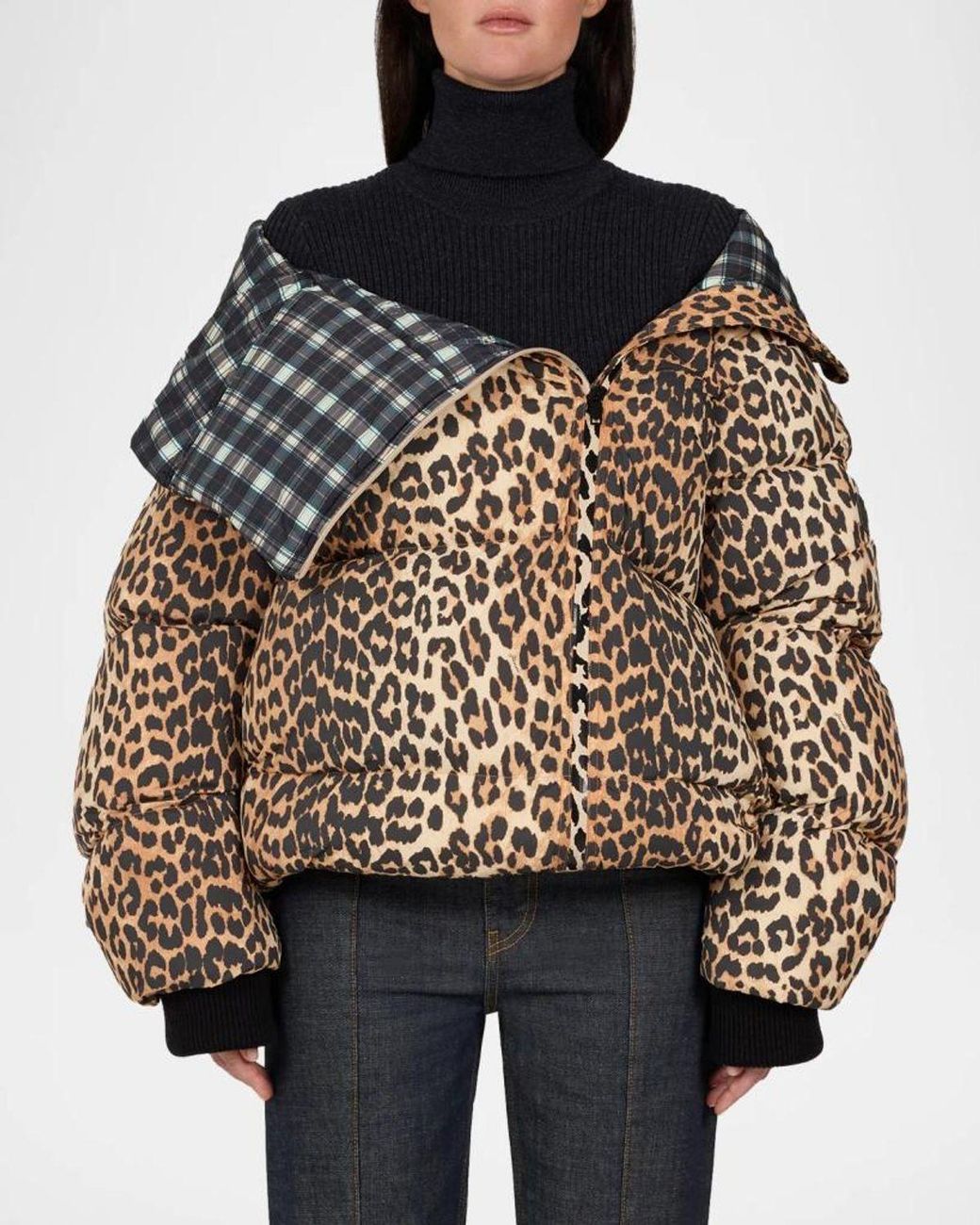 Ganni Natural Future Leopard-Printed Puffer Jacket