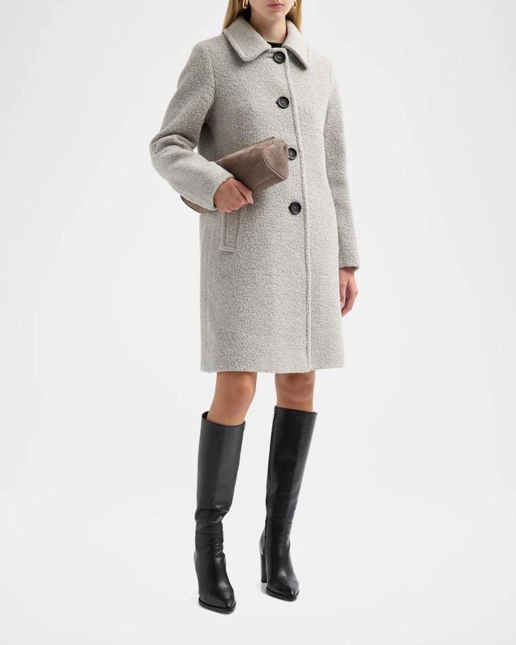 Cinzia Rocca Icons Bouclé Wool-Blend Coat in Gray | Lyst