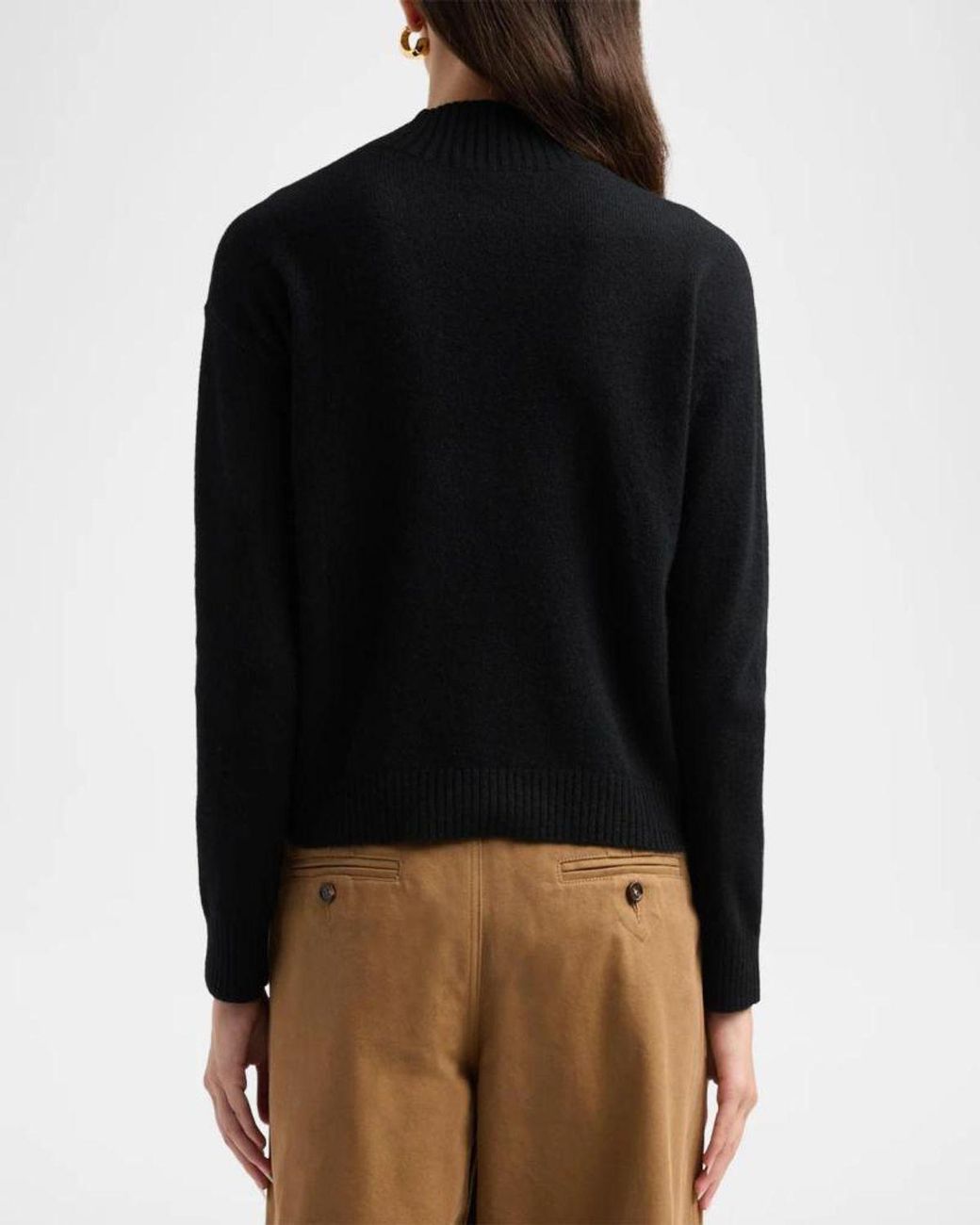 Neiman Marcus Black Basic Cashmere Mock Turtleneck Sweater