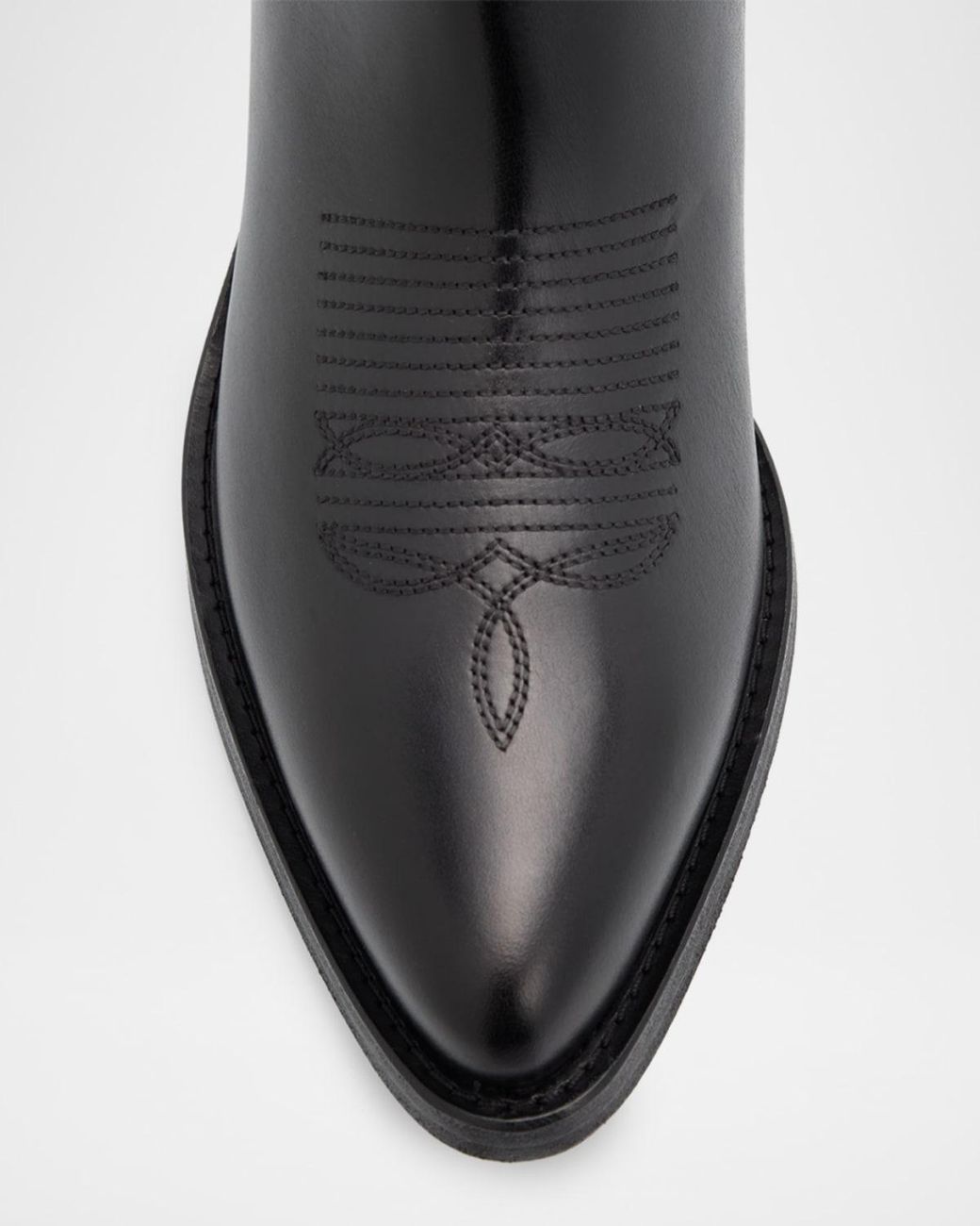 Partow Black Sharon Leather Cowboy Boots With Crystal-Embellished Heel