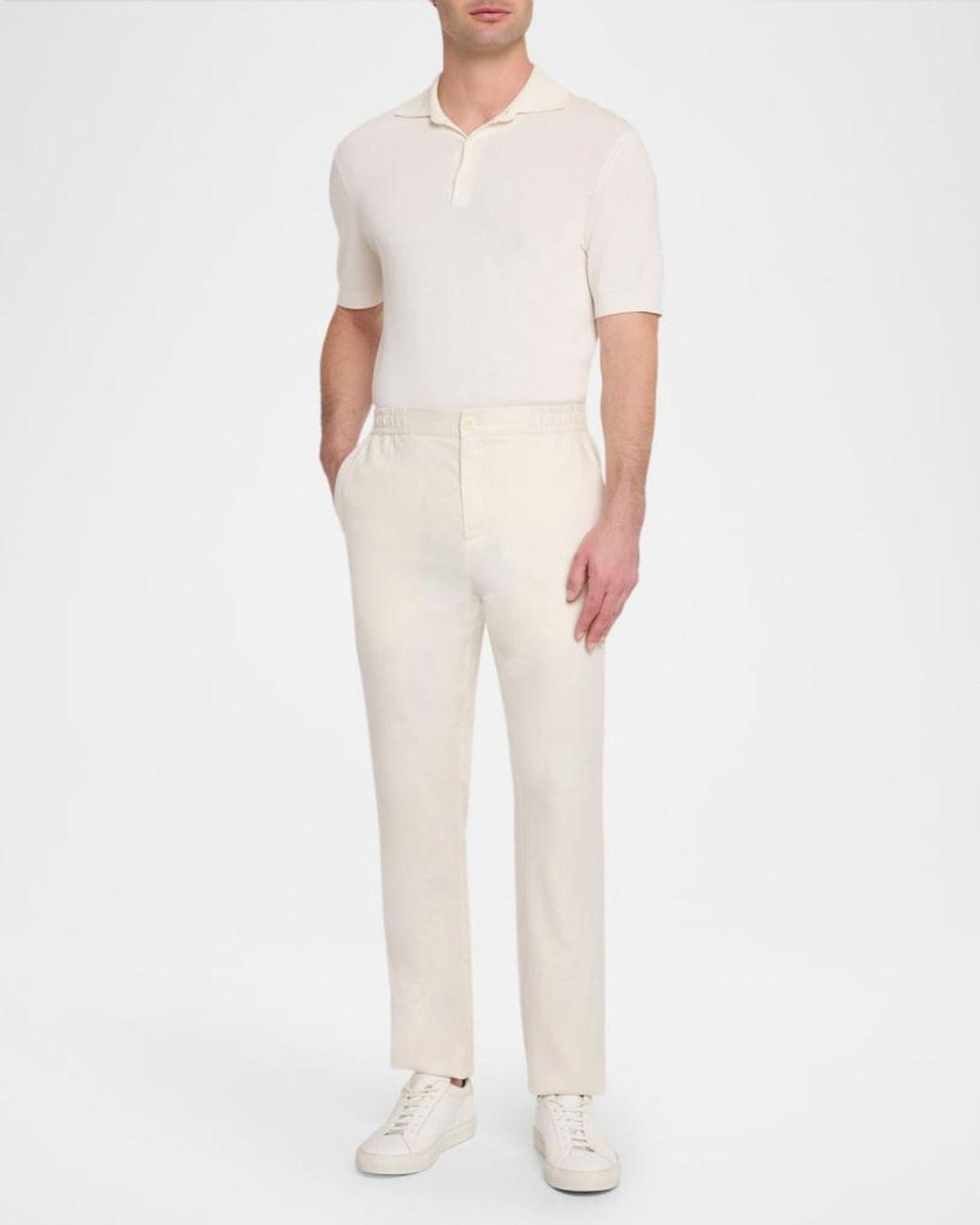 Bugatchi White Apos;S Aerolinen Drawstring Pants for men
