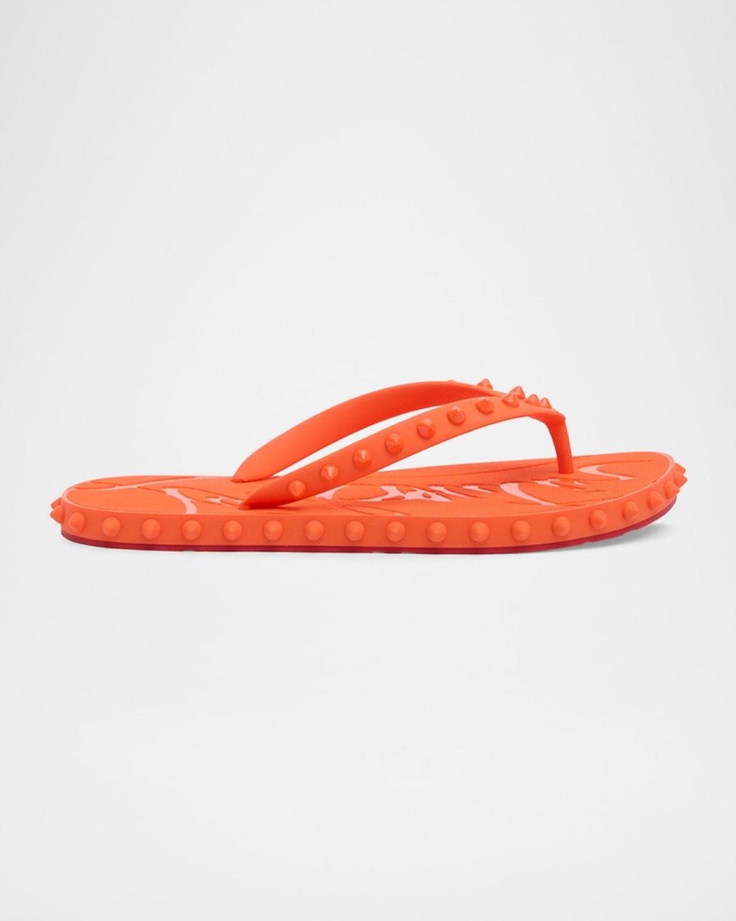 Christian Louboutin Loubi Donna Spike Flip Flops in O…