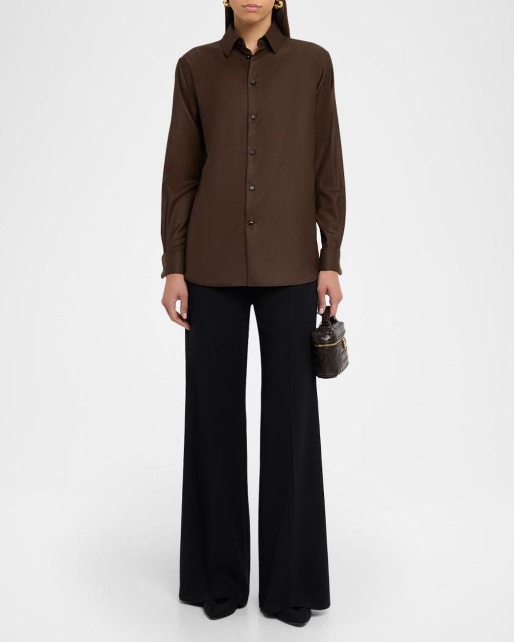 Akris Blue Double-Face Wool Bootcut Trousers