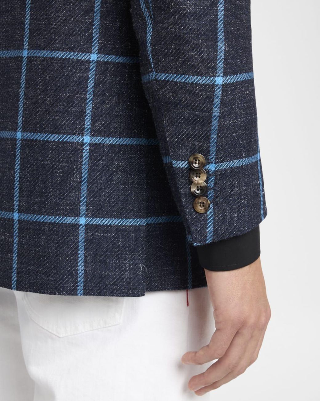 Kiton Blue Apos;S Windowpane Check Cashmere-Blend Blazer for men