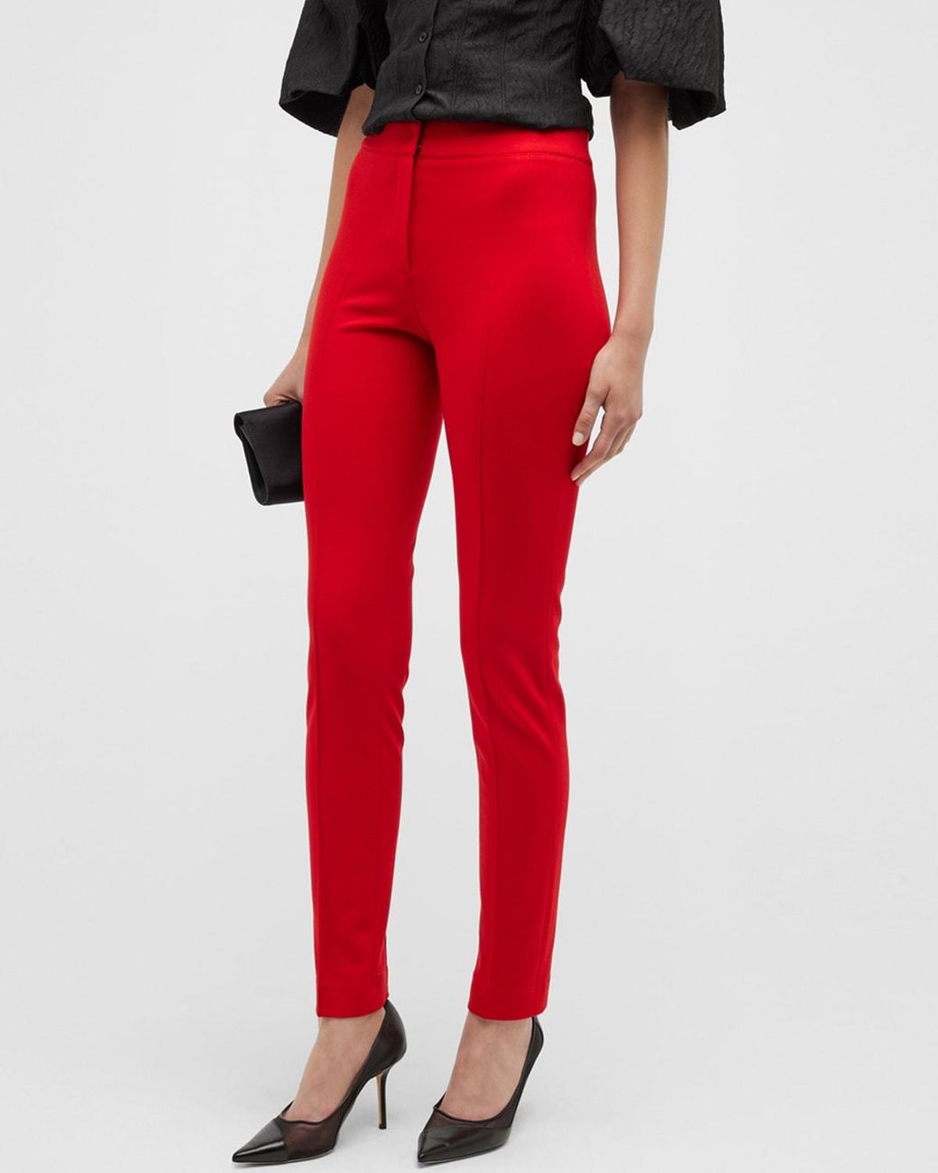 Akris Punto Mara Slim-leg Jersey Pants in Red