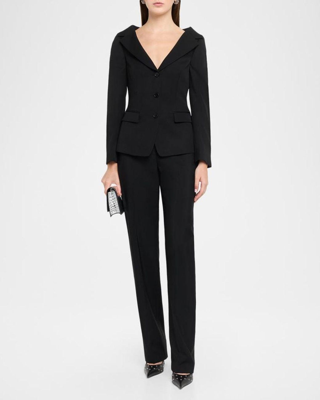McQueen Black Off-The-Shoulder Single-Breasted Jacket