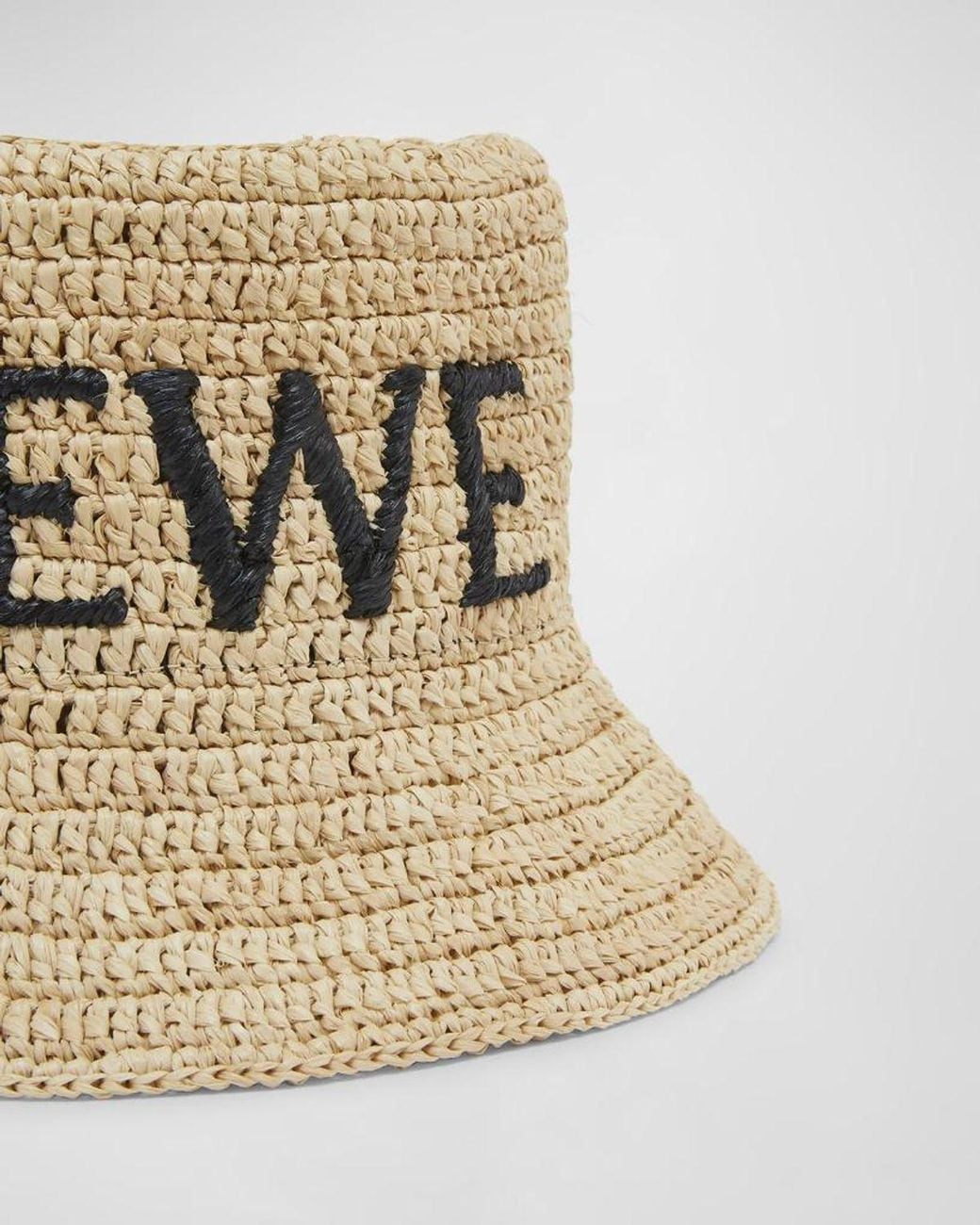 Loewe Natural Logo Woven Raffia Bucket Hat