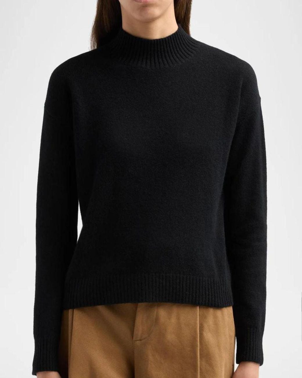 Neiman Marcus Black Basic Cashmere Mock Turtleneck Sweater