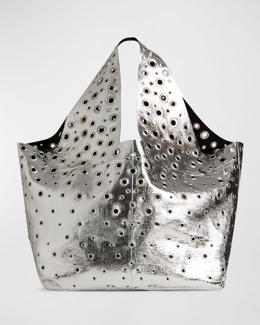 Paco Rabanne Large Grommet Metallic Leather Shopping Tote Bag | Lyst