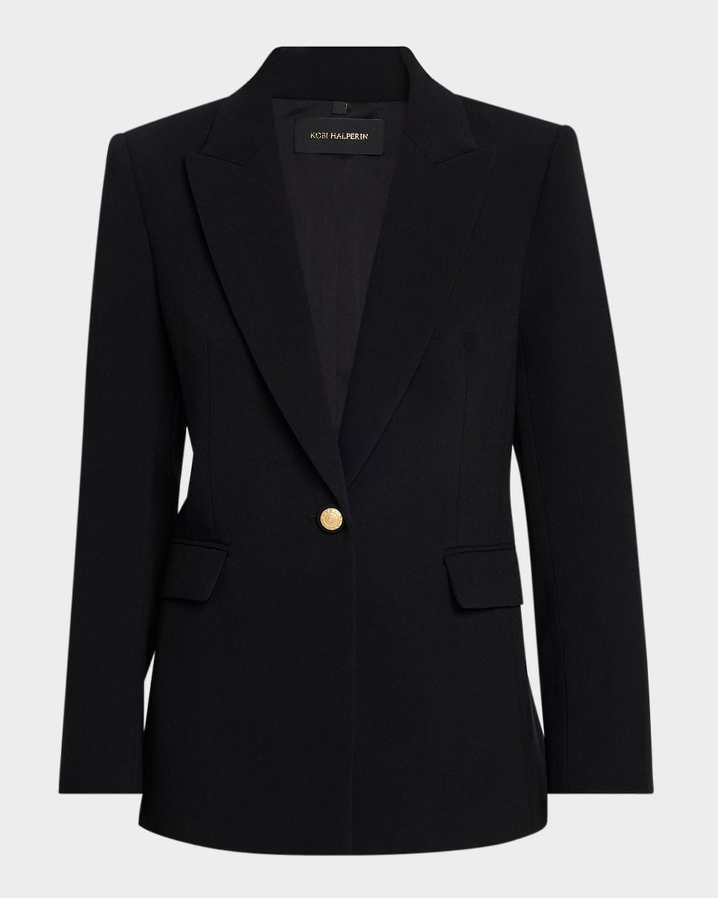 Kobi Halperin Black Rue Single-Button Crepe Jacket