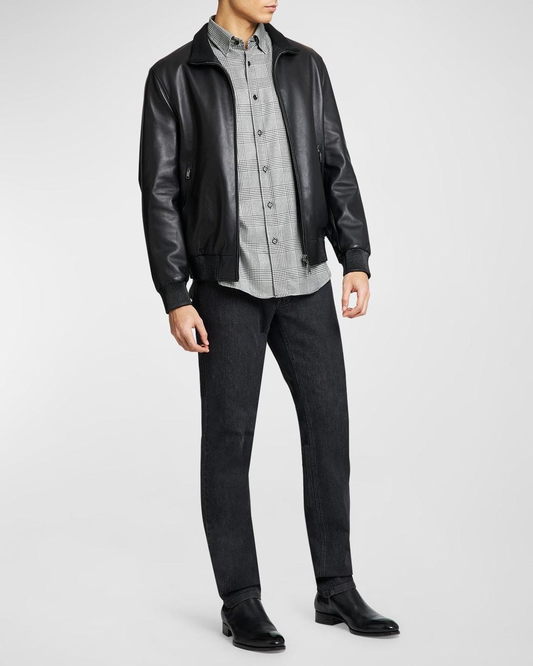 Brioni Reversible Leather Blouson Jacket in Black for Men | Lyst