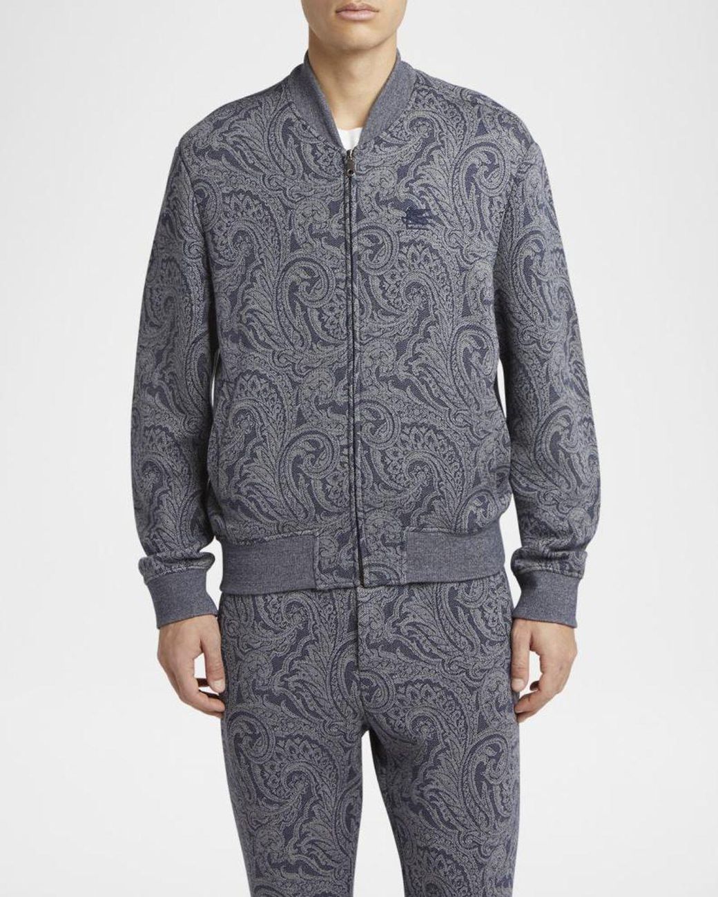 Etro Blue Apos;S Paisley Full-Zip Bomber Jacket for men