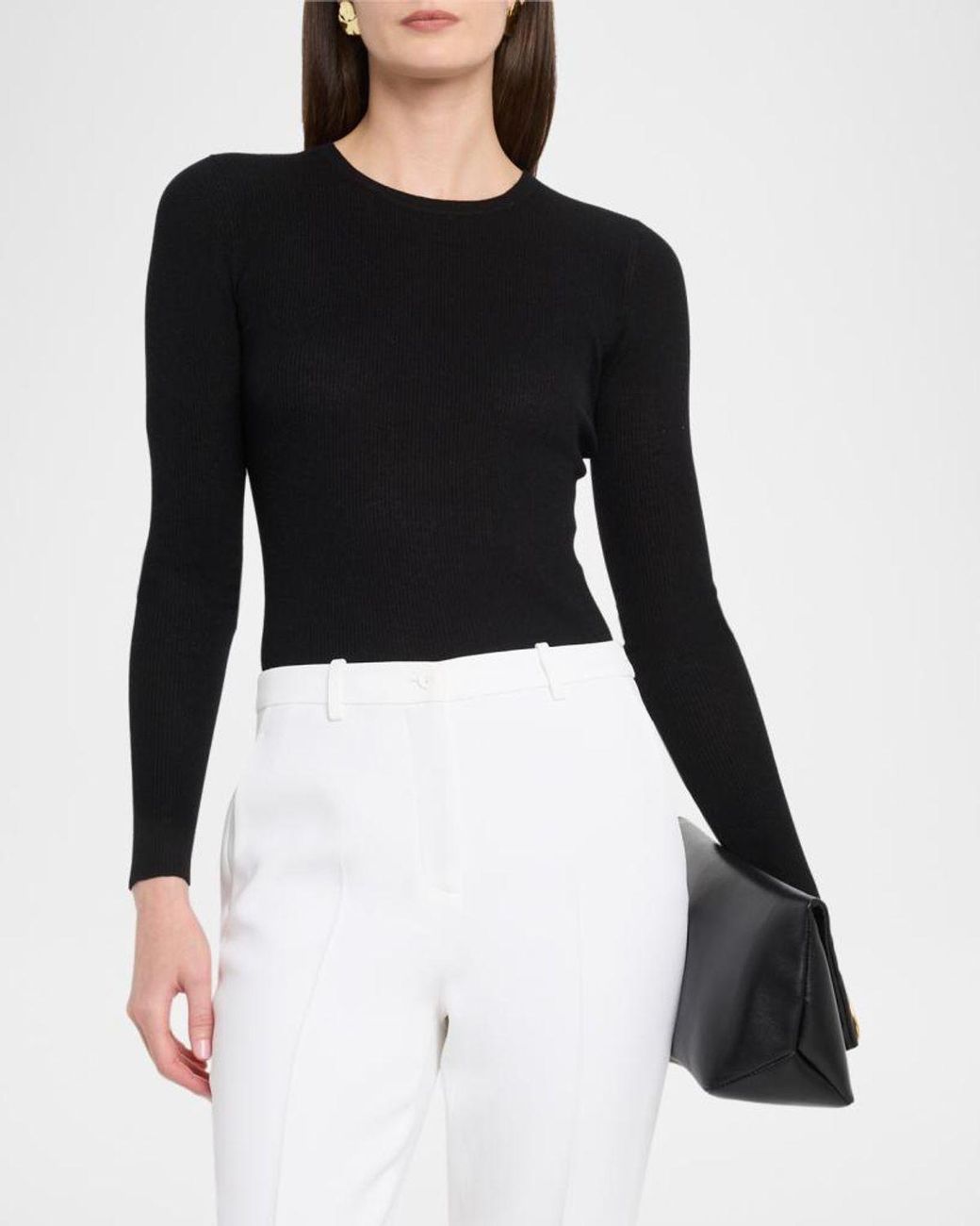 Michael Kors Black Hutton Ribbed Cashmere Pullover