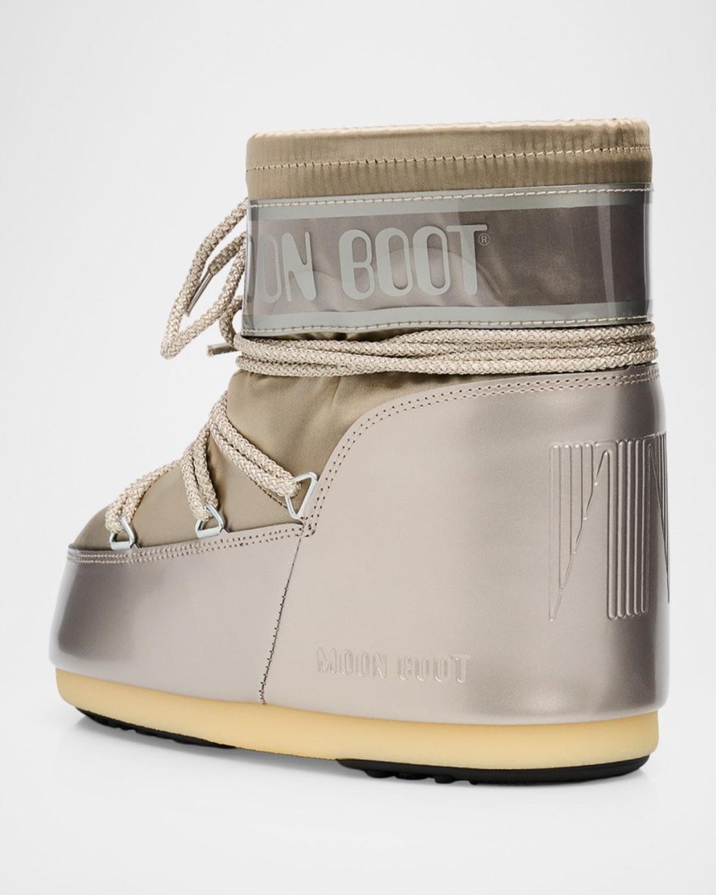 Moon Boot Icon Glance Satin Low Snow Boots in Natural | Lyst