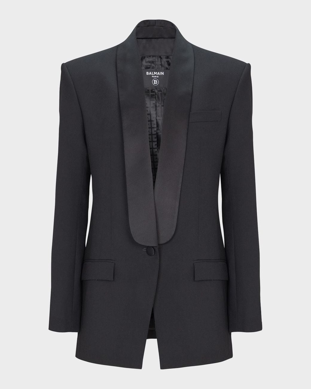 Balmain Blue Apos;S Wool Shawl Lapel Single-Button Dinner Jacket for men