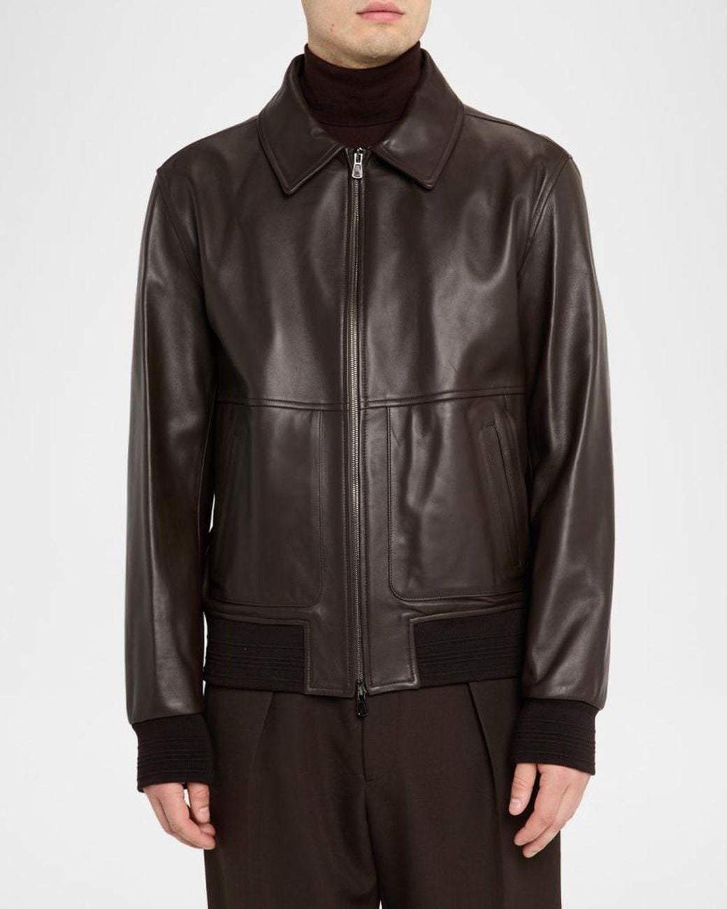 Isaia Gray Apos;S Lambskin Leather Jacket for men