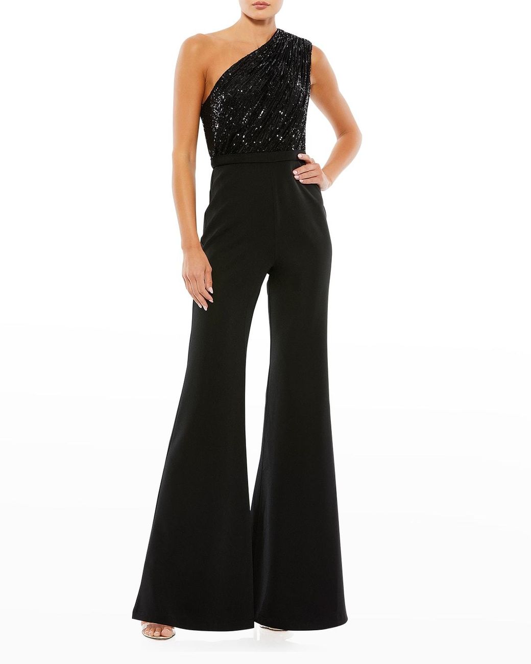 Ieena for Mac Duggal Oneshoulder Sequin Jumpsuit in Black Lyst