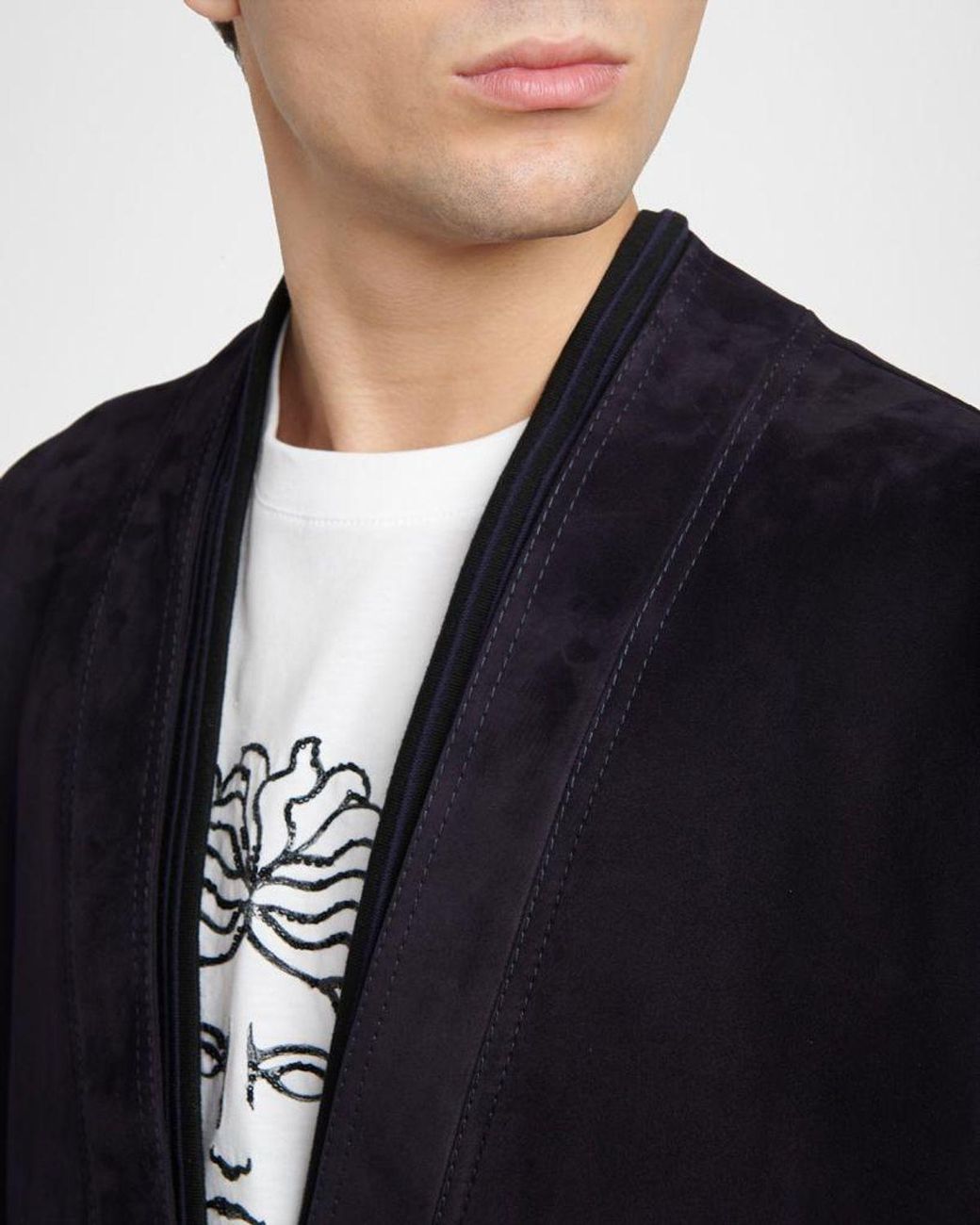 Versace Blue Apos;S V-Neck Leather Blouson for men