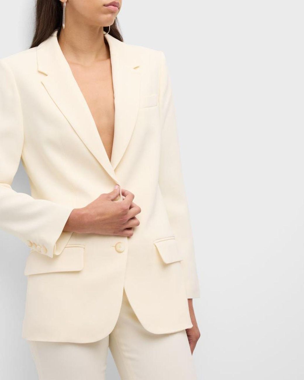 Joseph White Jackie Single-Breasted Cady Jacket