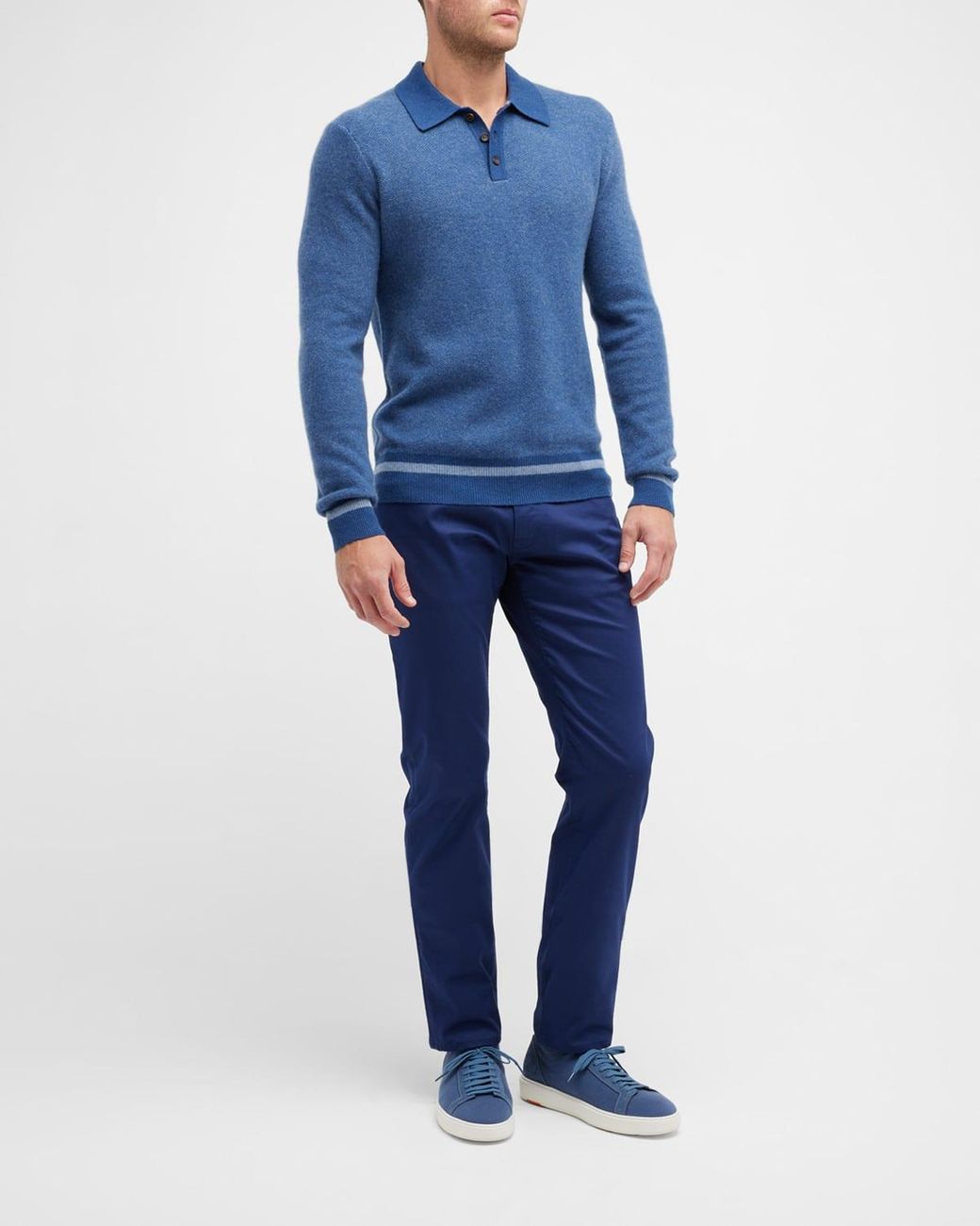 Permanent Mount Bank Indsigt Neiman Marcus Cashmere Birdseye Polo Shirt in Blue for Men | Lyst
