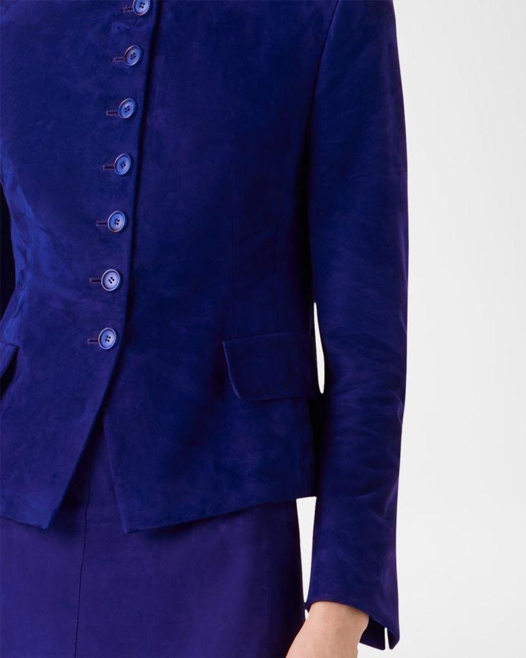 Akris Blue Deva Suede Short Jacket