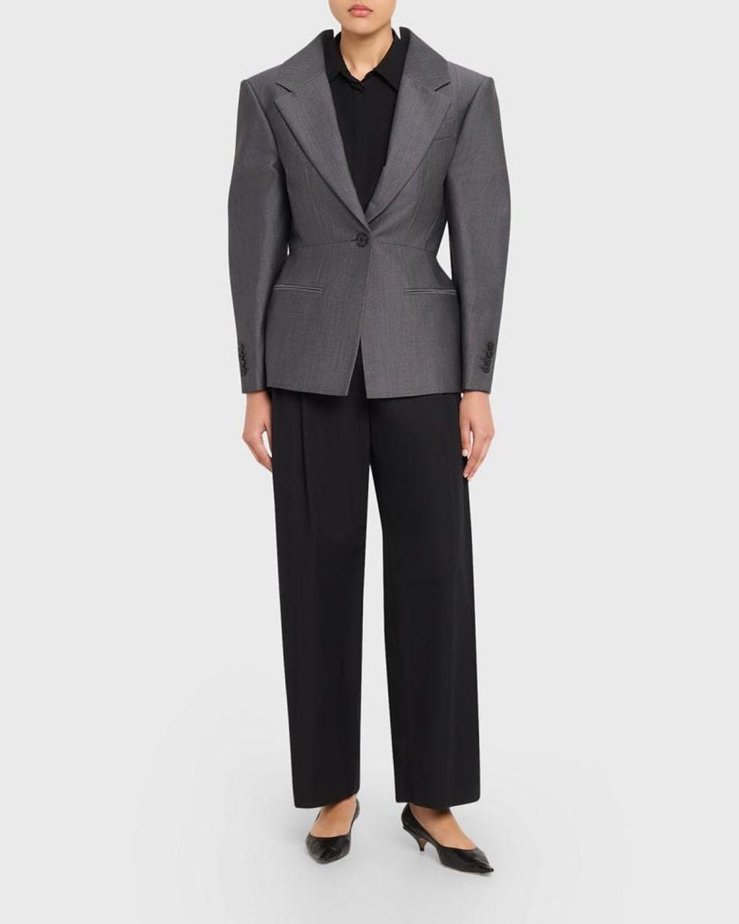 Givenchy Gray Slashed Wool Single-Breasted Jacket