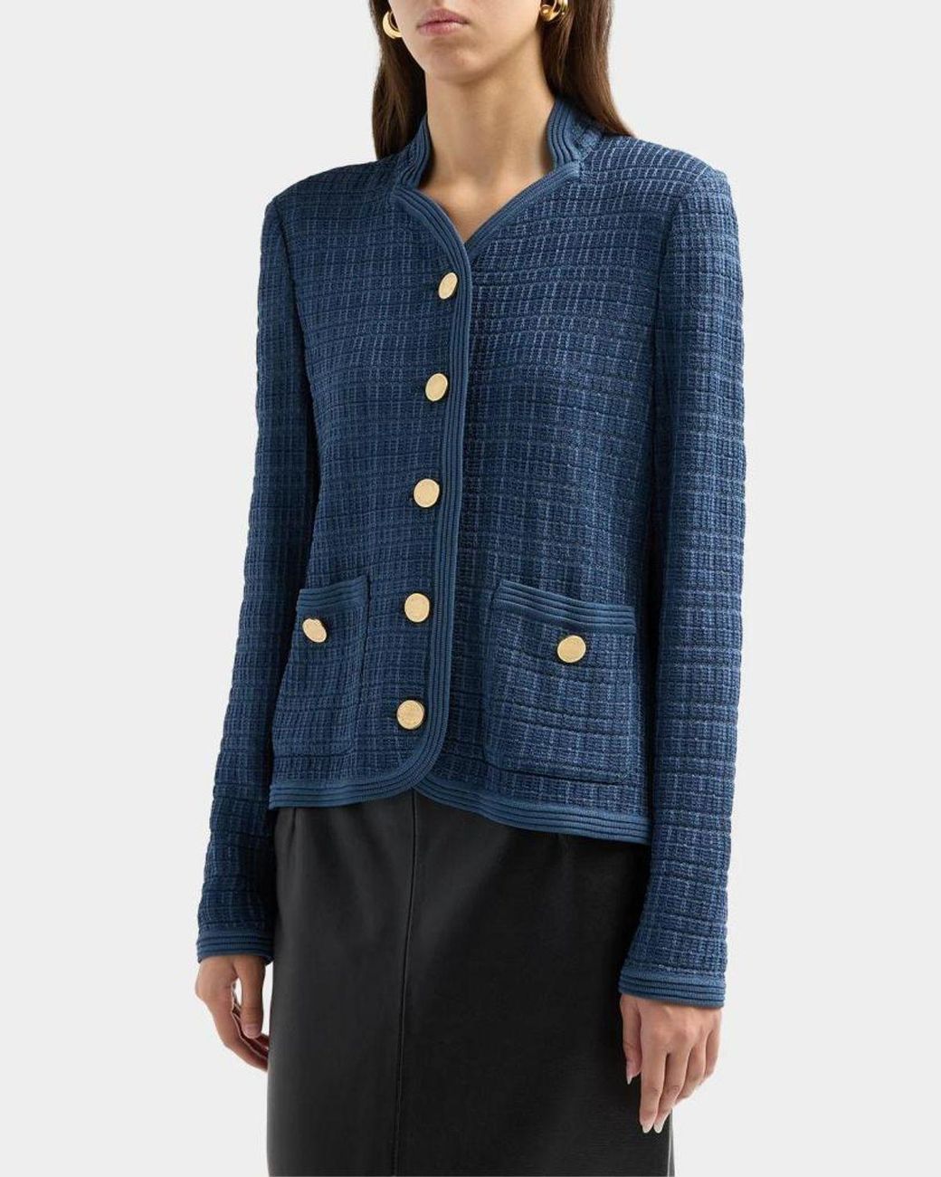 Misook Blue Rib-Knit Jacket