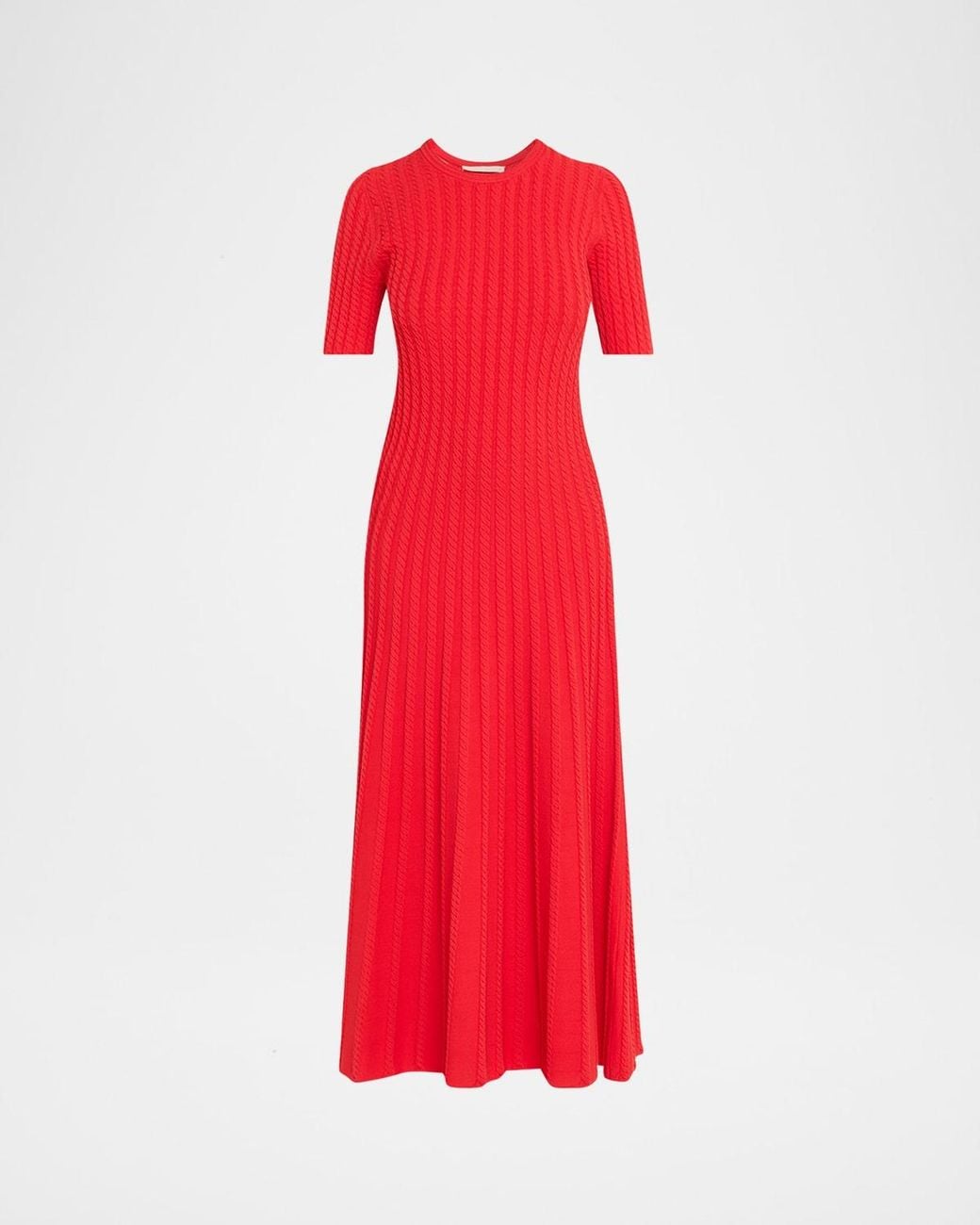 Jason Wu Red Cable-Knit Midi Sweater Dress