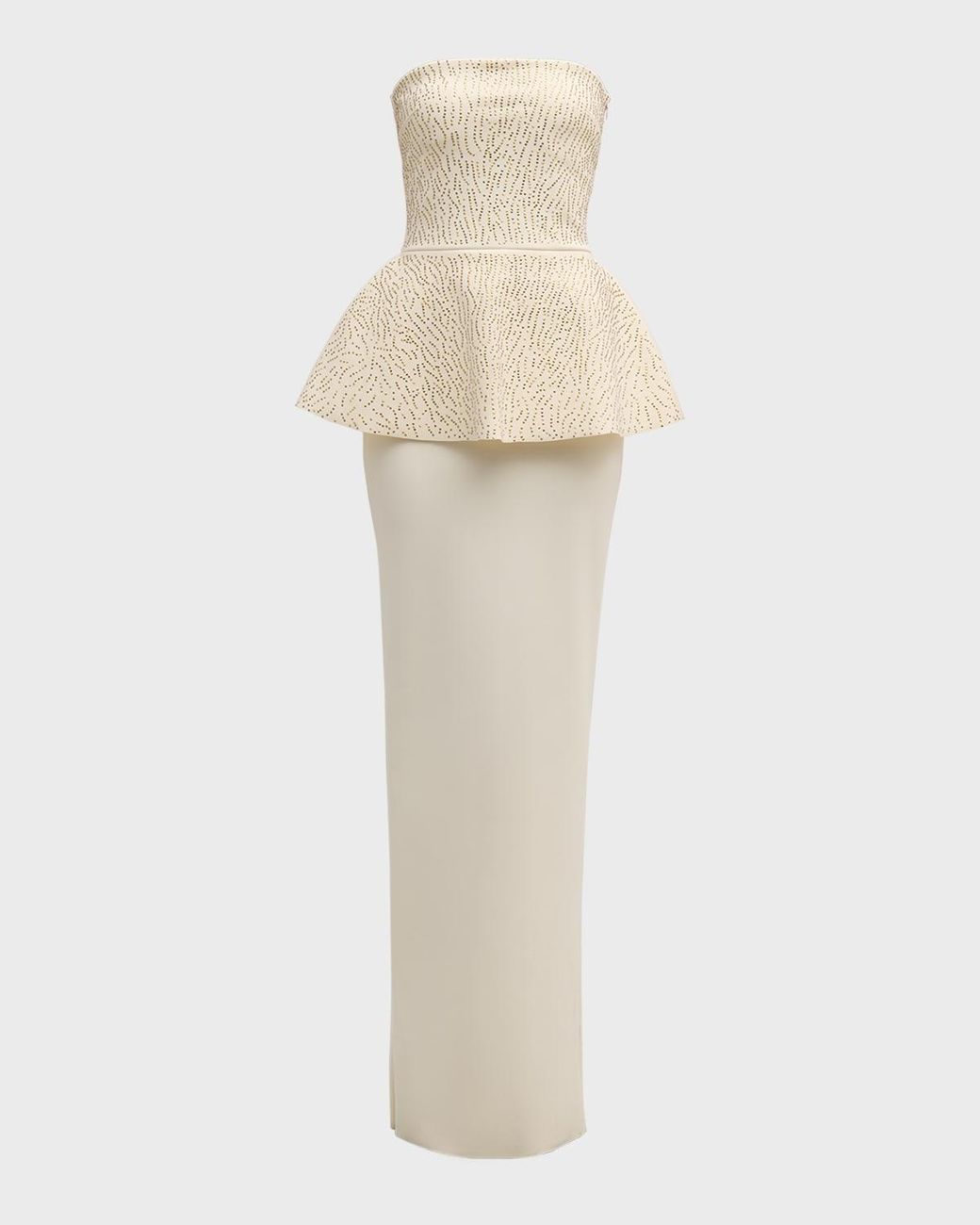La Petite Robe Di Chiara Boni Studded Strapless Peplum Column Gown in Natural Lyst