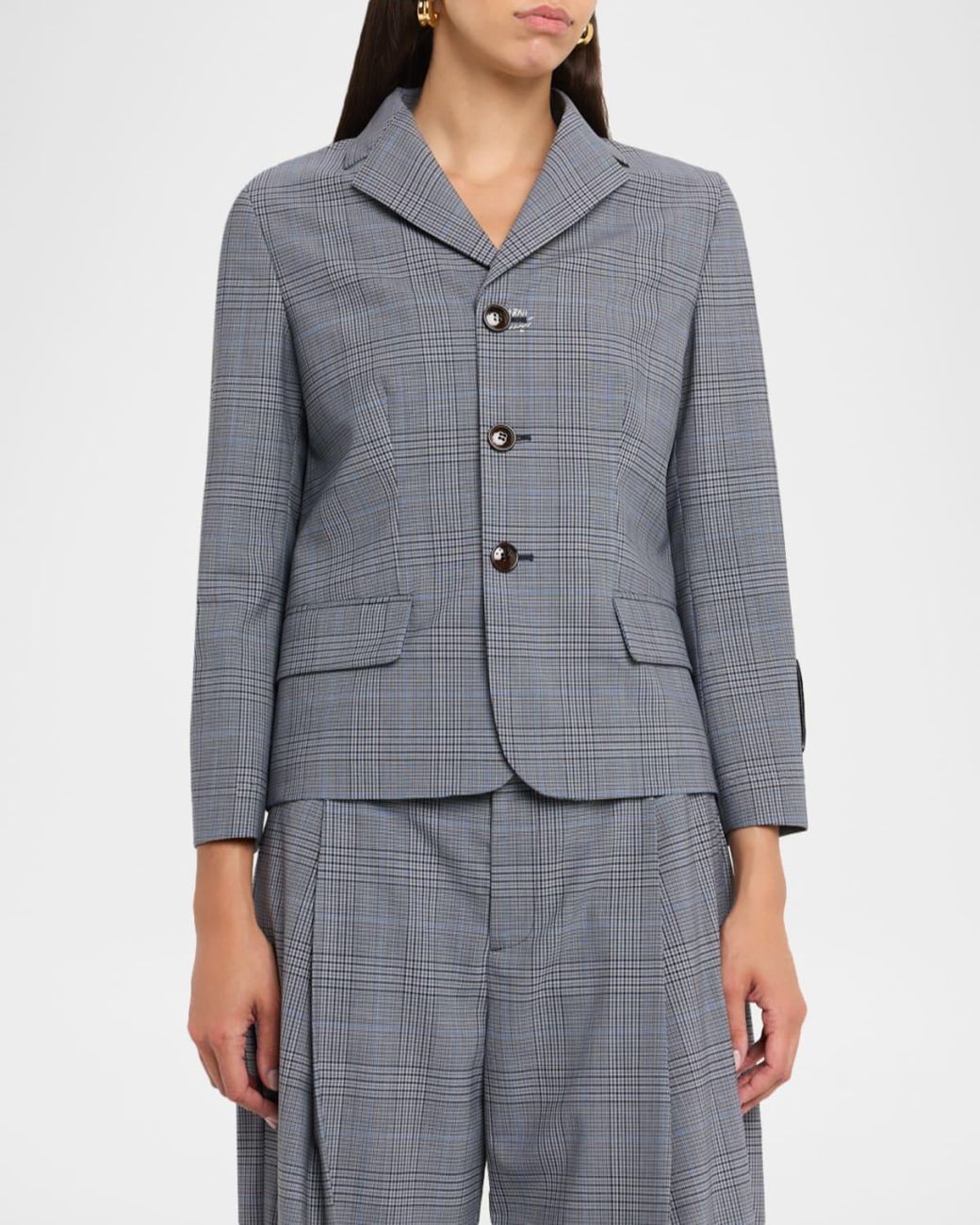 Marni Gray Check Single-Breasted Jacket