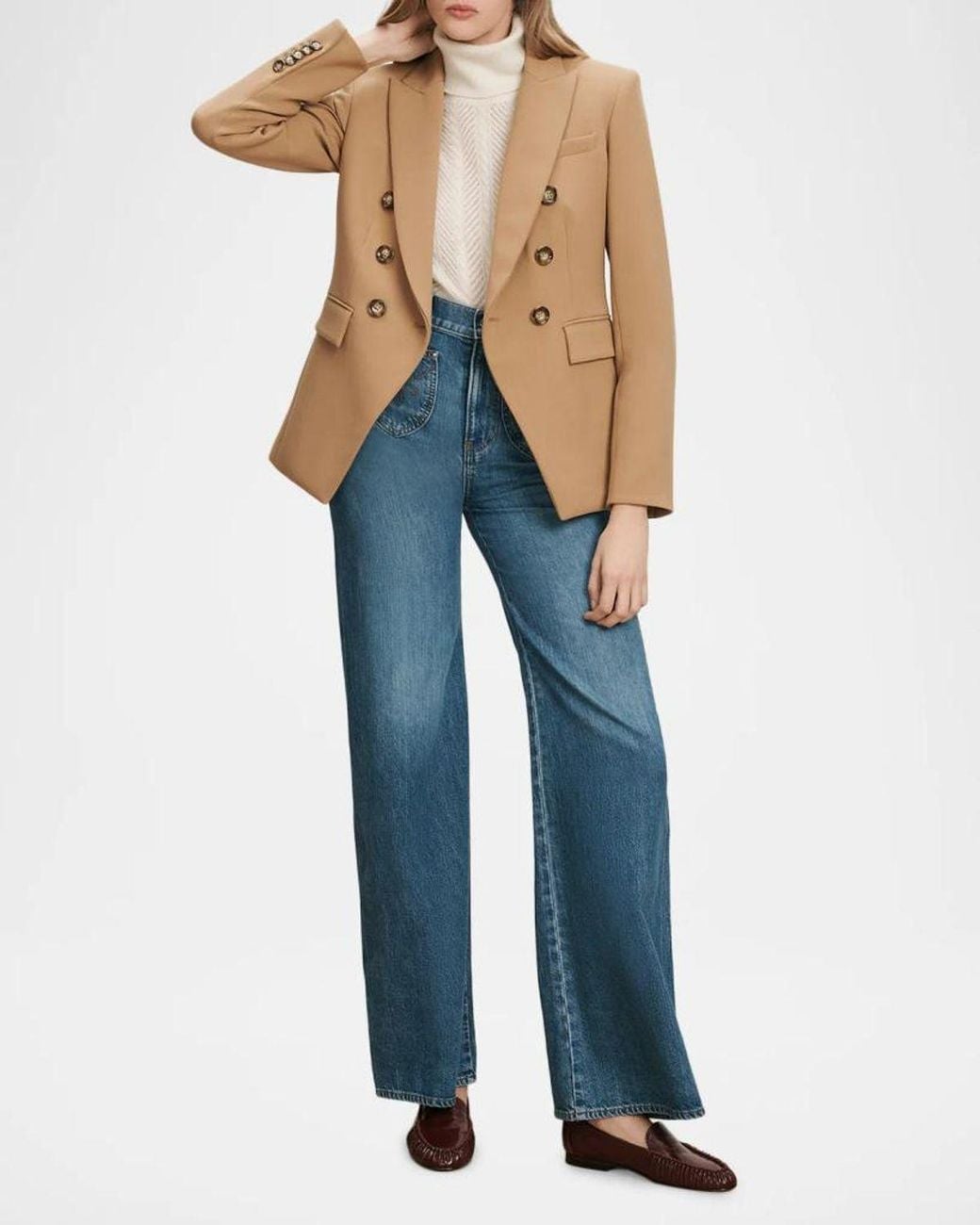 Veronica Beard Natural Miller Double-Breasted Dickey Jacket