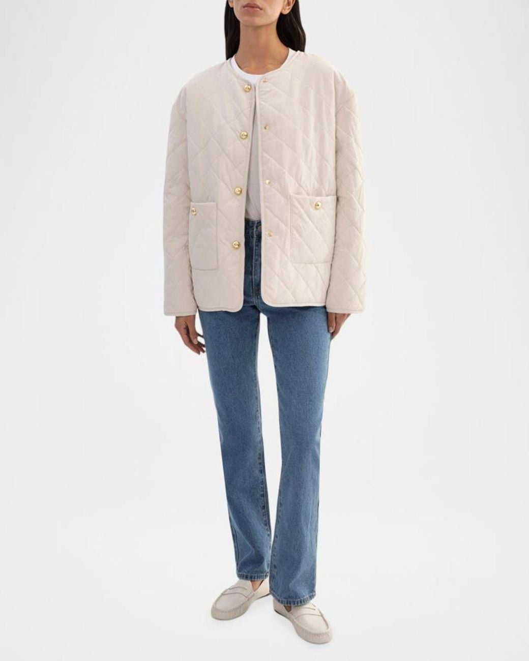 Lamarque Natural Hera Quilted Collarless Jacket