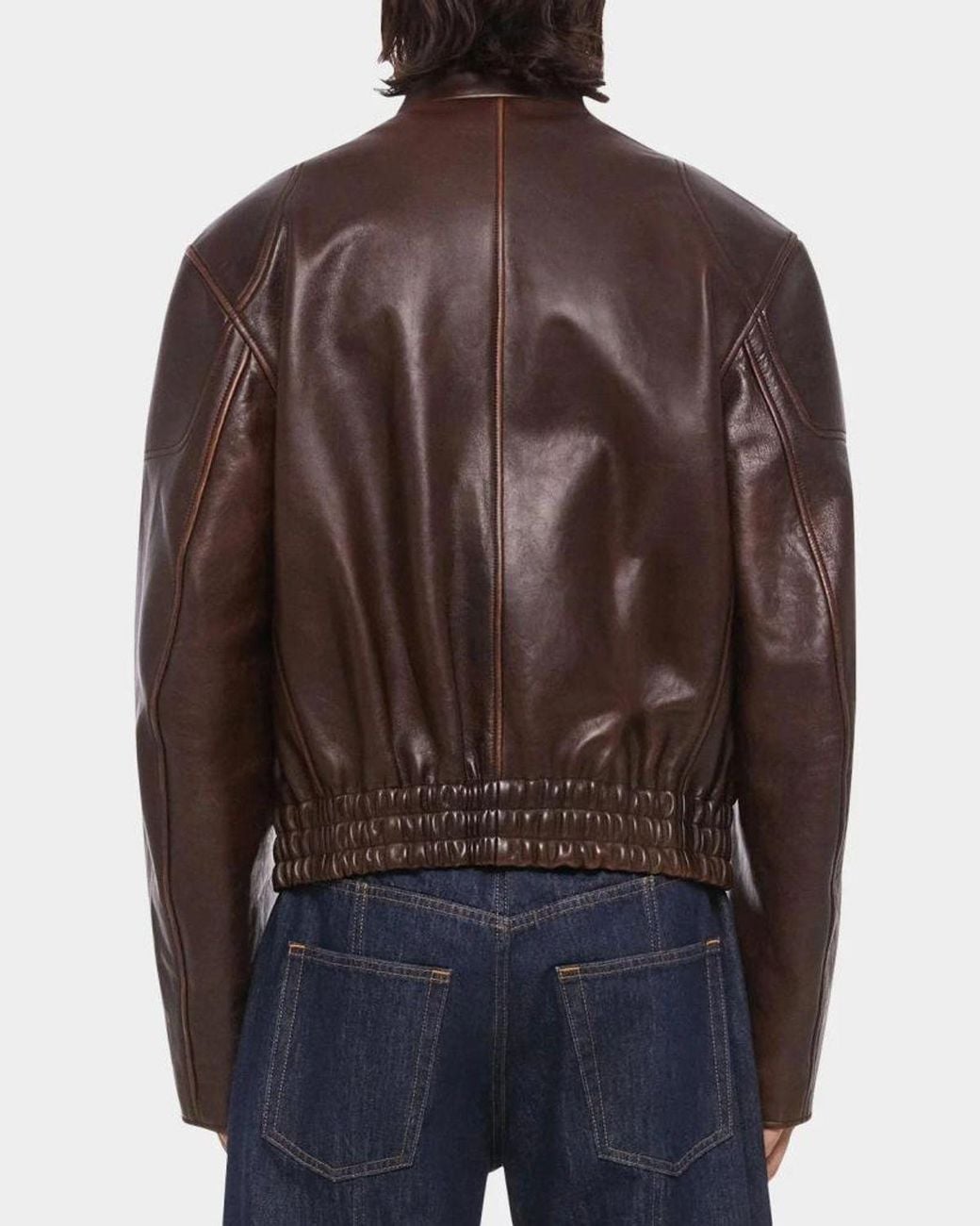 Helmut Lang Brown Apos;S Leather Concealed-Zip Moto Jacket for men