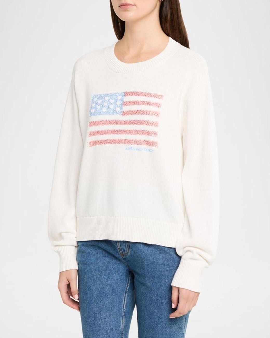 LoveShackFancy White Ty Flag Cotton Pullover