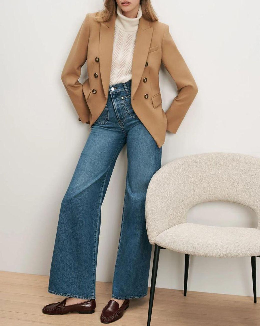 Veronica Beard Natural Miller Double-Breasted Dickey Jacket