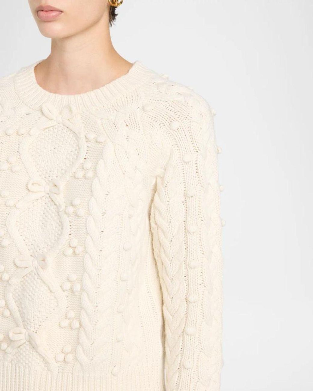 LoveShackFancy Natural Mavelle Wool-Blend Sweater
