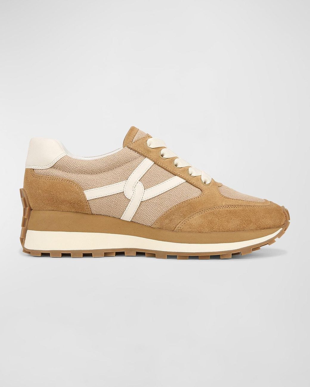 Veronica Beard Valentina Mixed Leather Retro Sneakers in Natural | Lyst