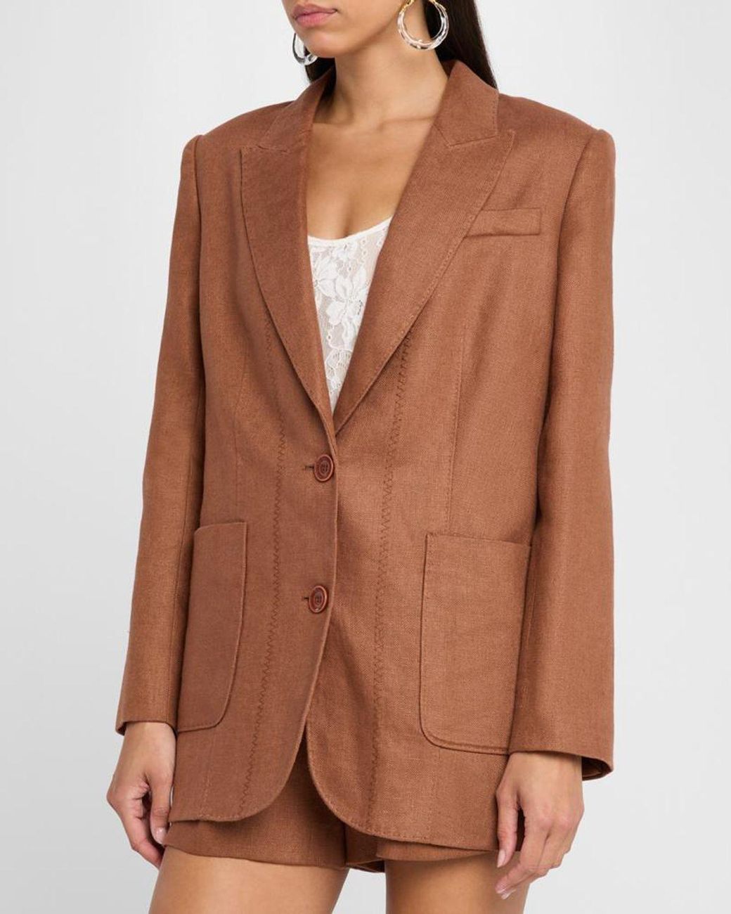 Zimmermann Brown Illuminate Linen Jacket