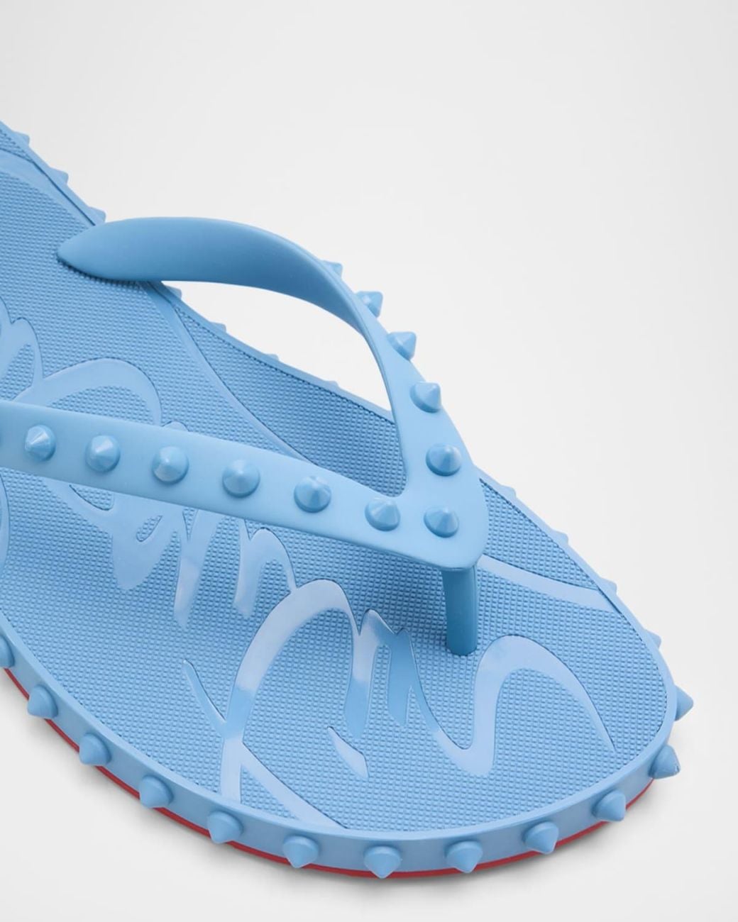 Christian Louboutin Loubi Donna Spike Flip Flops in Bl…